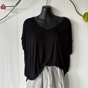 7 For All Mankind Black Short Sleeve Boxy Tee Size XS